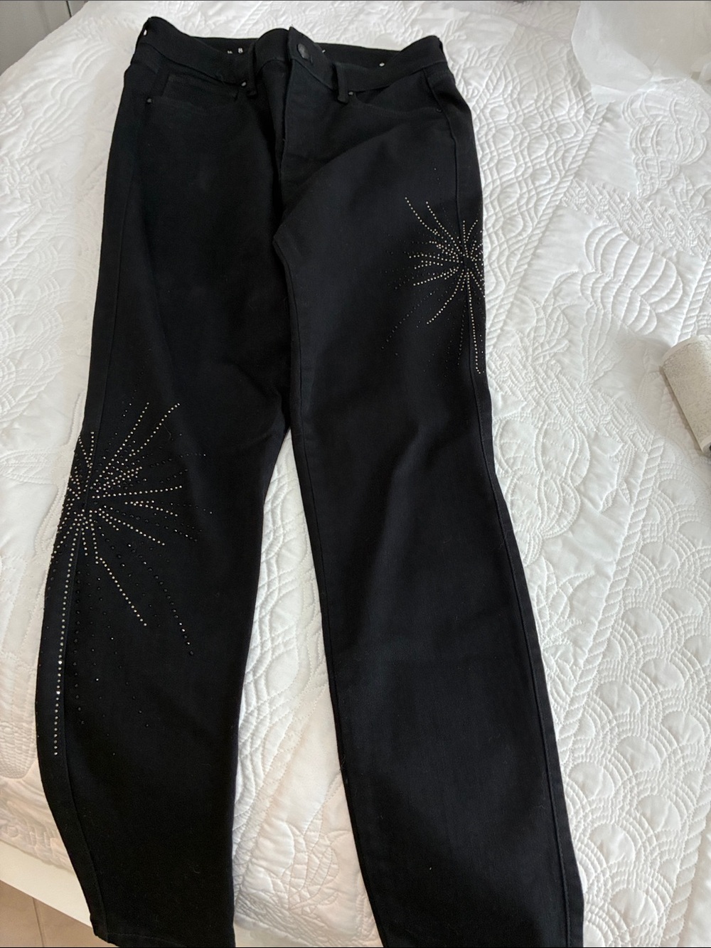 White House Black Market Black Women's Jeans with Starburst Stud Detail